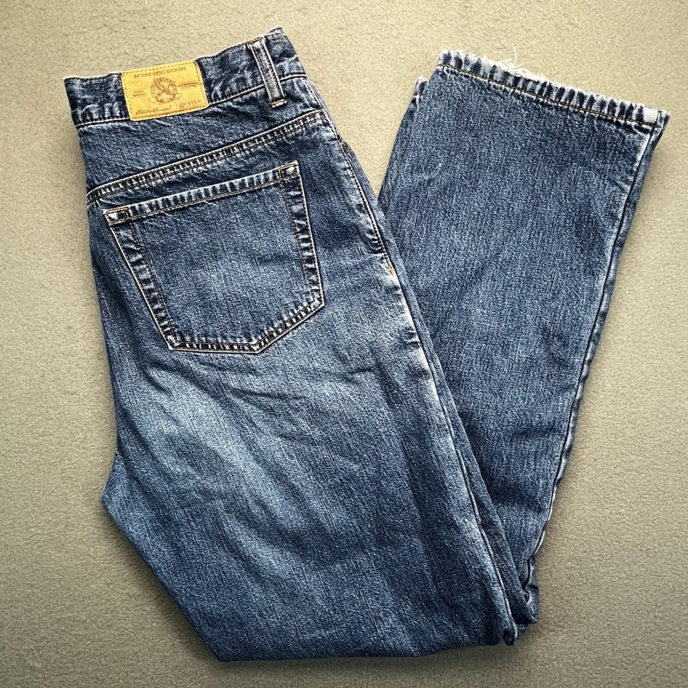 VTG Eddie Bauer men flannel lined straight leg jeans cotton 42 pink plaid
